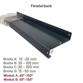 Fensterbank Verkleidung aus Alu, VA oder Stahl